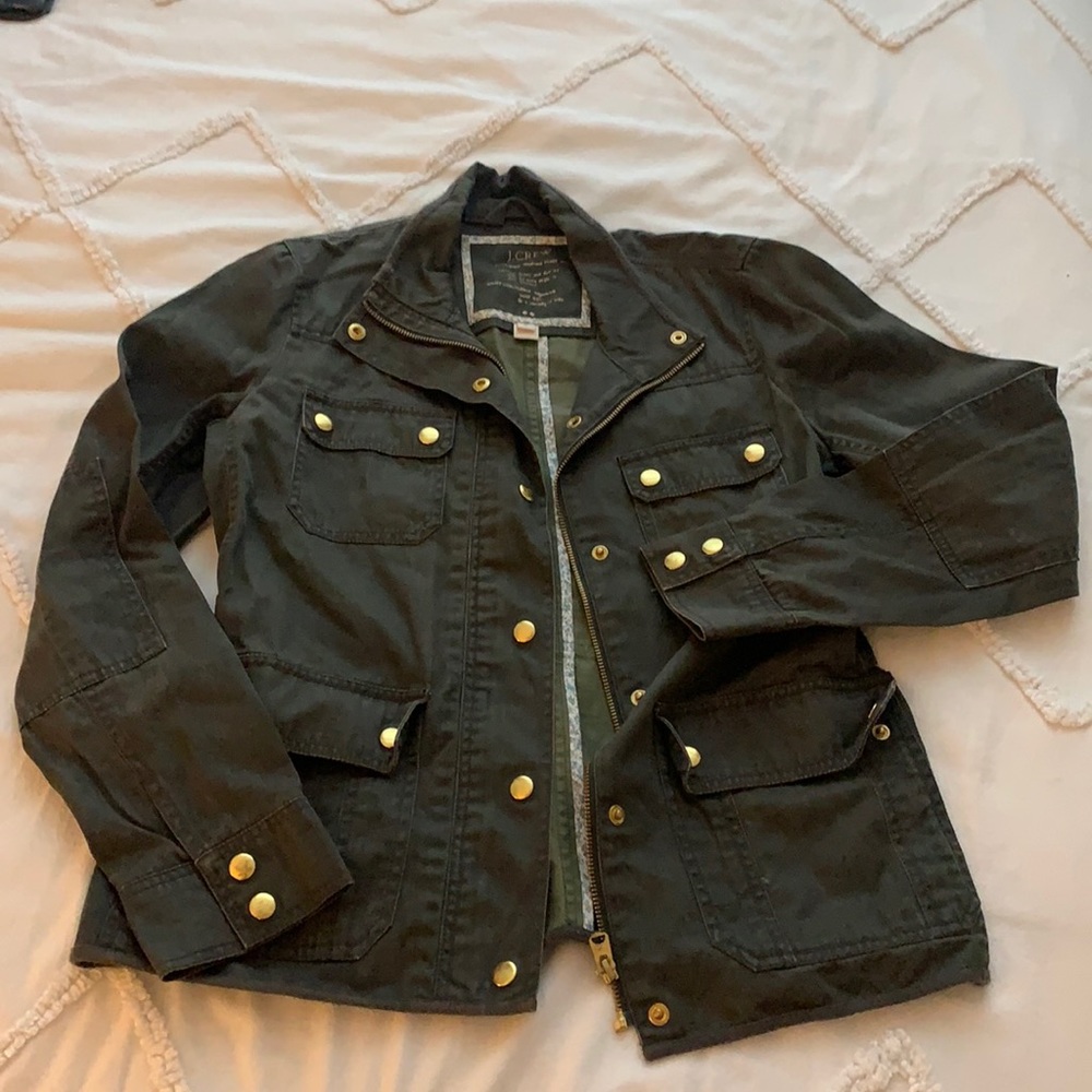 Jcrew dark green boyfriend field jacket